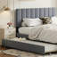 Élégant lit plateforme tapissier en velours avec rangement et très grand lit simple TG-1411814099