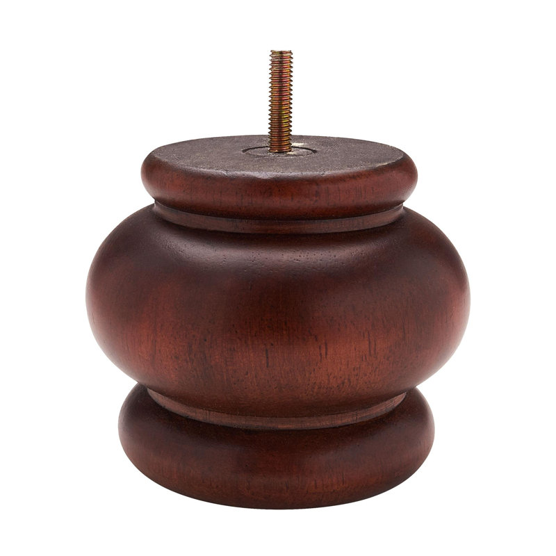 4 in x 4-7/8 in Stained Solid Hardwood Round Bun Foot, Cherry
