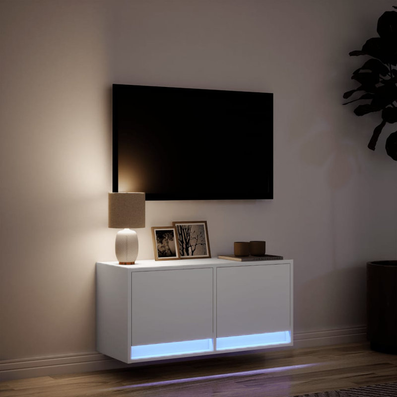 Vidaxl TV Wall Cabinet with LED Lighting 31 x 38cm, 80cm, White