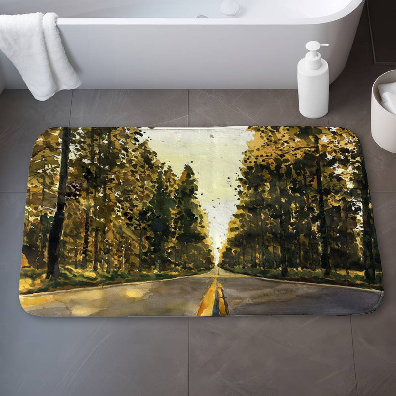 Long road Bath Mat with Non-Slip Backing - Quick Dry Memory Foam Bathroom Rug - Absorbent - Modern Plush Spa-Style - Machine Washable