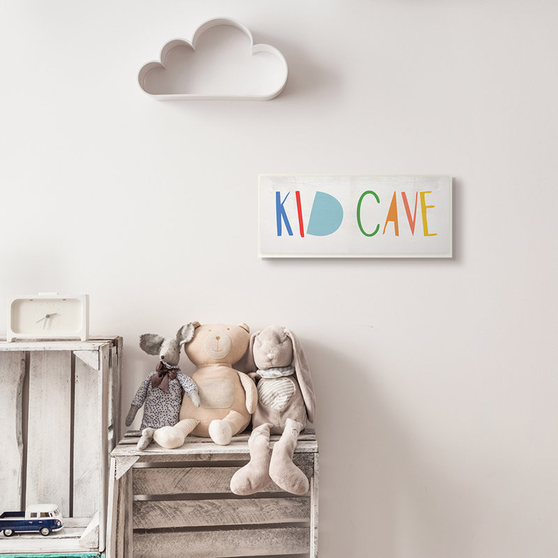 Kid Cave, phrase, typographie amusante, fantaisiste et fantaisiste, Bois, H 7 po x l 17 po x P 0,5 po