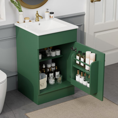Bathroom Vanity With Sink, Two Doors With Shelf, Door Hinges,Bathroom Vanity Cabinet