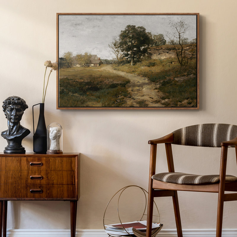Paysage rétro - MLXII, H 17 po x l 25 po, Toile encadrée noyer flottant