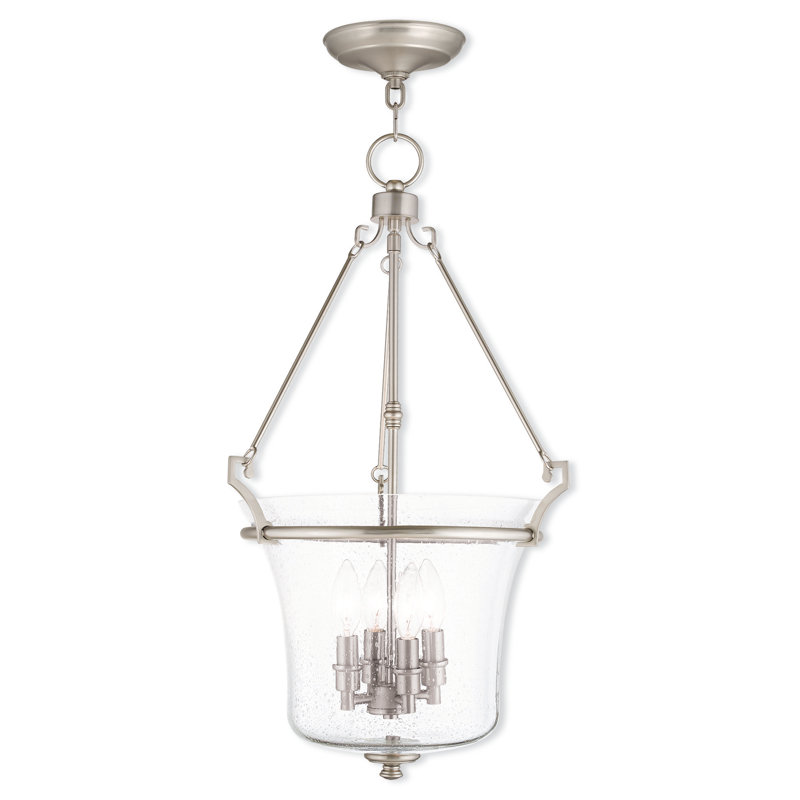Luminaire suspendu pot 4 lumières Akia, Nickel brossé, H 24,5 po x l 14,25 po x P 14,25 po