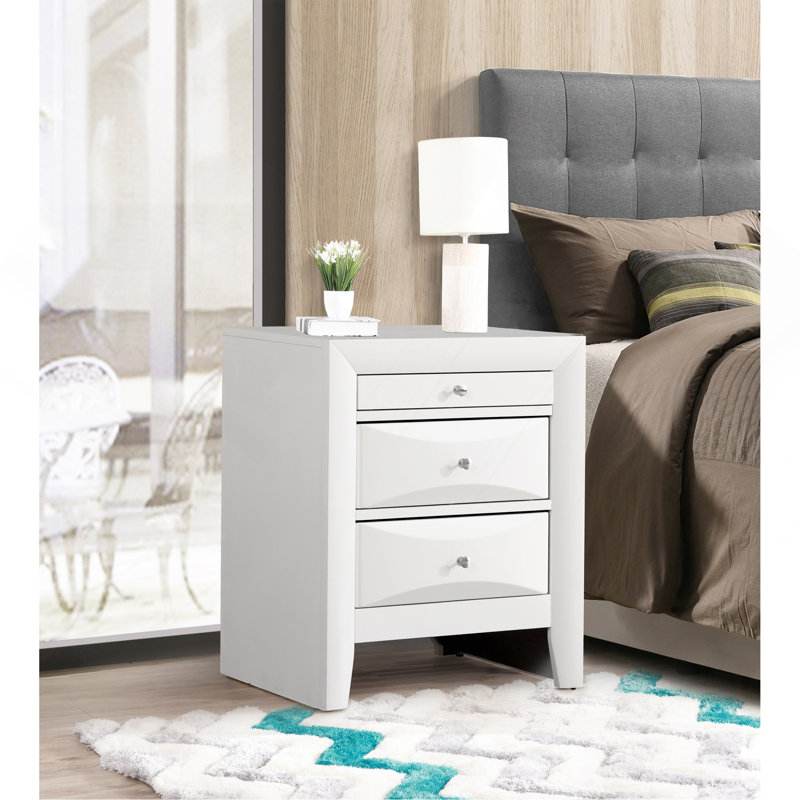 Table de chevet blanche élégante et contemporaine, Blanc