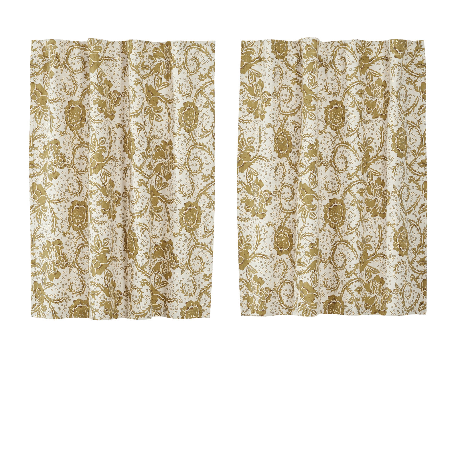 Gold Floral Curtain Tier Set, 36" H x 72" W