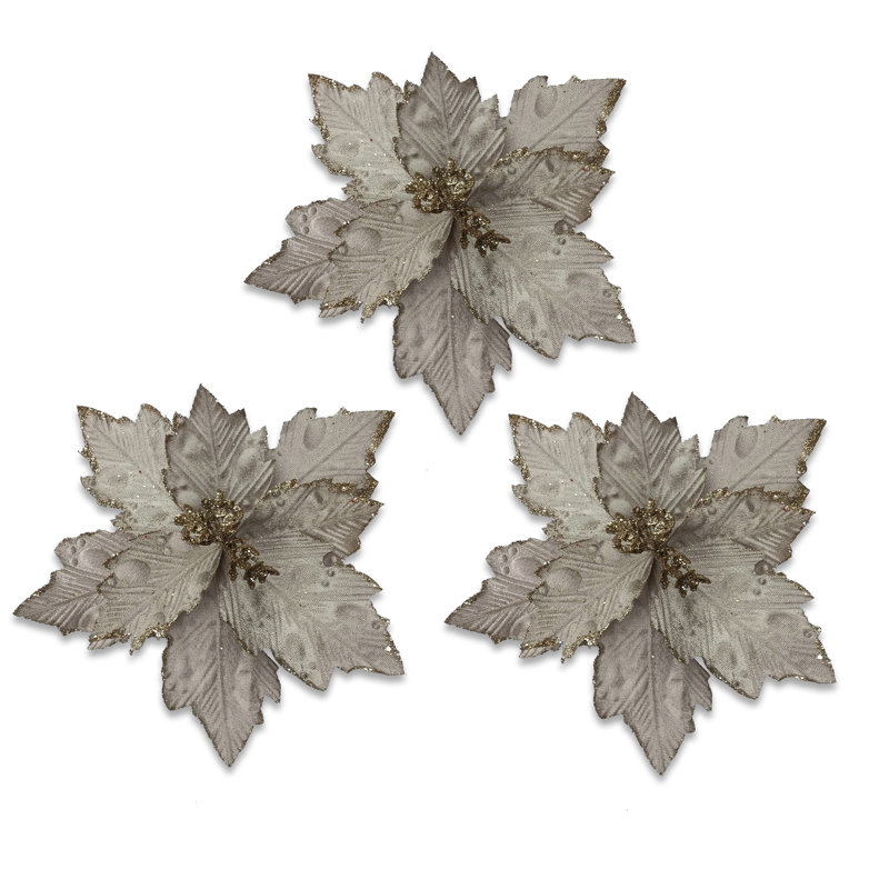 Piquet à poinsettia de 25 cm, Argent argent