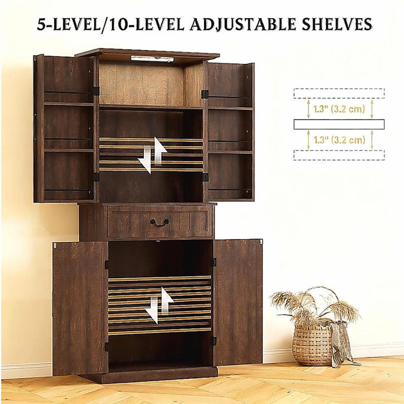 Armoire de rangement moderne, armoire de cuisine à DEL avec tablettes de porte Modern