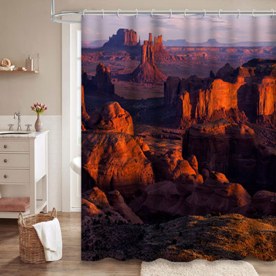 Rideau de douche Arizona Sunrise Tribal Valley Canyon Desert avec 12 crochets