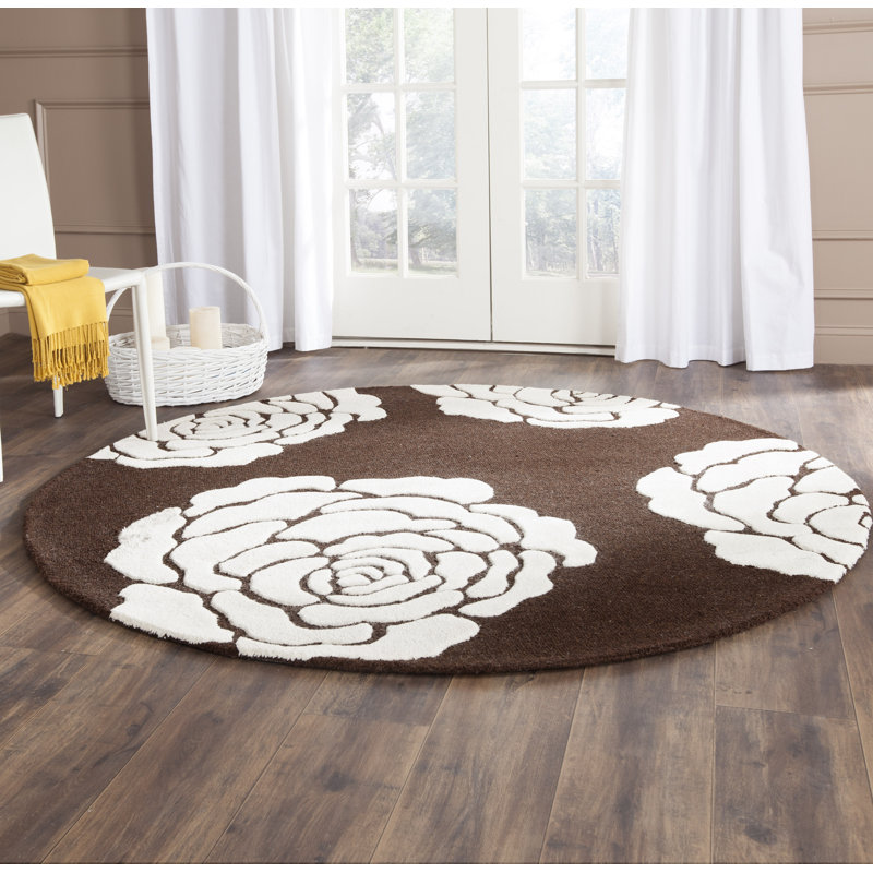 Cannen Hand Tufted Wool Floral Rug, Round 6'