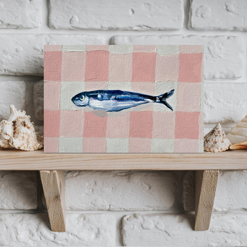 Table pour un poisson contemporain, art mural, H 18 po x l 12 po