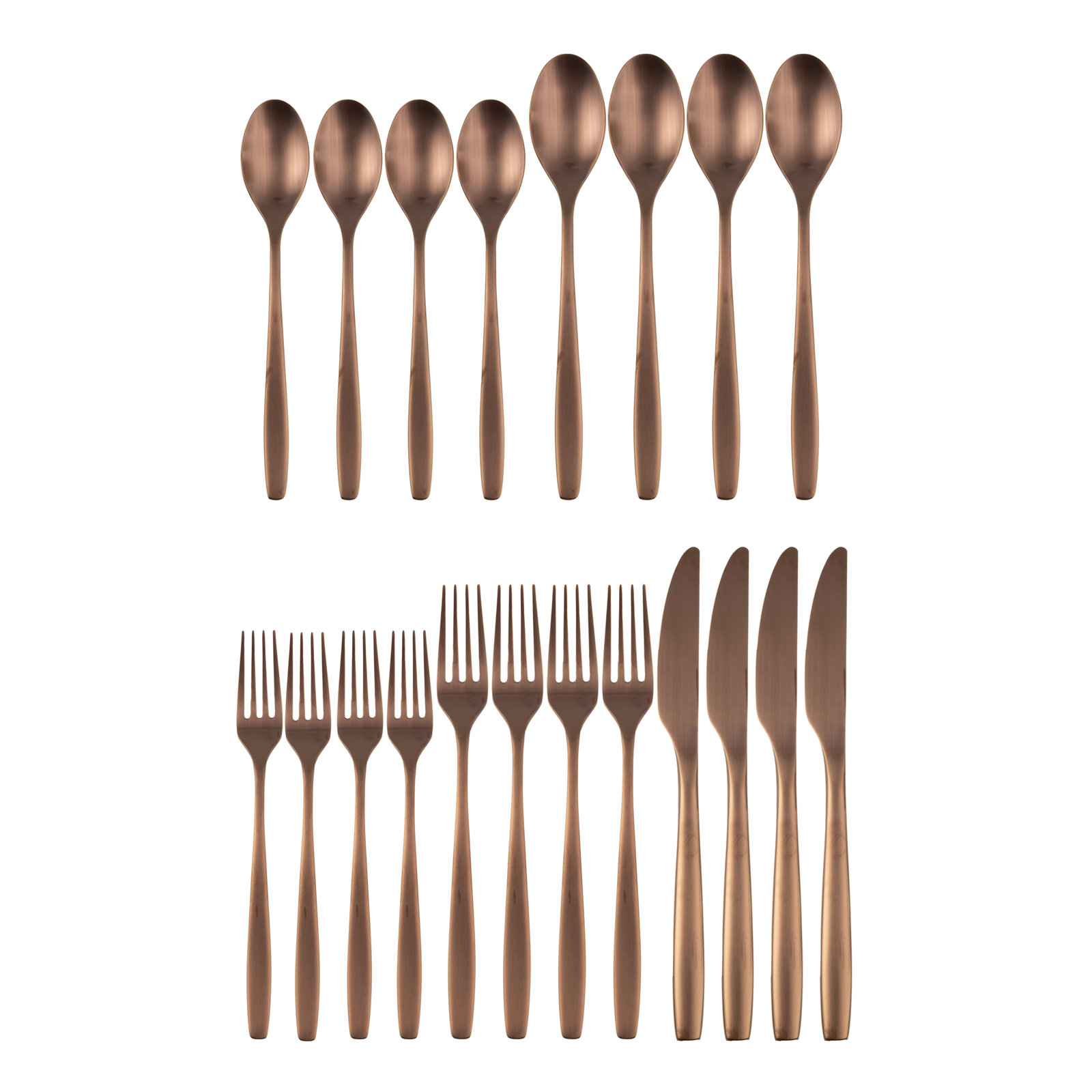 Averie 20 Piece Flatware Set, Service for 4, Copper Satin