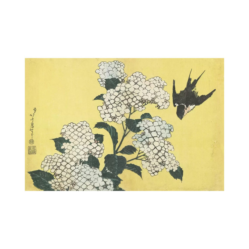 Hydrangea And Swallow, C by Katsushika Hokusai - Wrapped Canvas Print, 66.04 cm H x 45.72 cm W