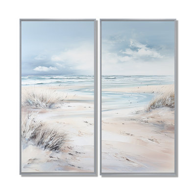 Coastal Beach Charm in Winter - Art mural côtier