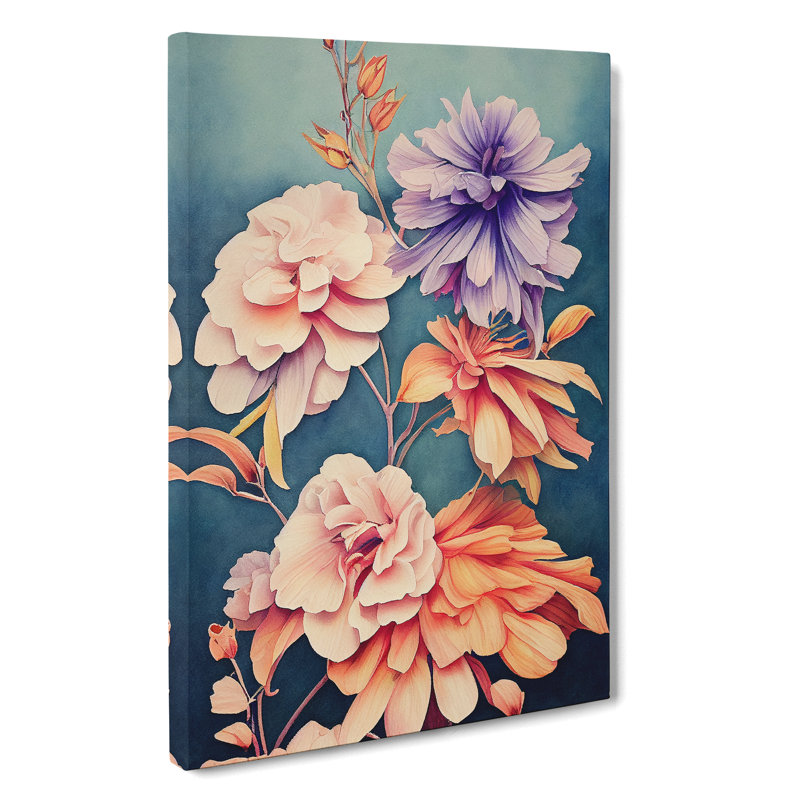 Stunning Watercolour Flowers No.3 - Wrapped Canvas, 60cm H x 35cm W x 3cm D
