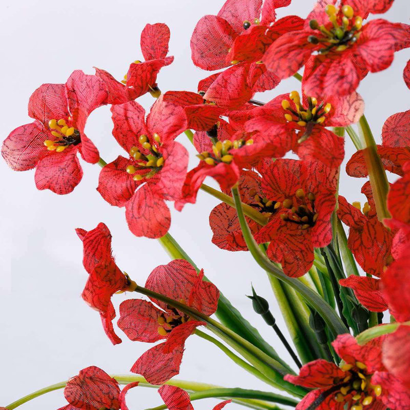 Porche de jardin à 12 fleurs artificielles pour l'extérieur, Rouge