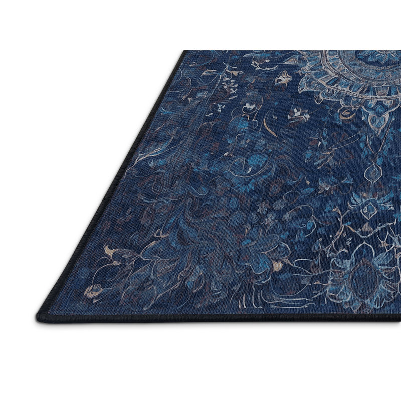Machine Washable Gray Area Rug, Square 6'