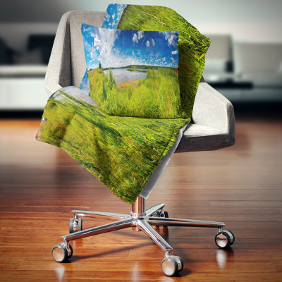 Ideal Summer Meadow Panorama - Landscape Printed Pillow