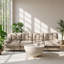 Canapé d'angle modulaire 4 places en chenille, assise profonde, UI Furniture, 138,5 po L x 33,8 po P x 35,4 po H