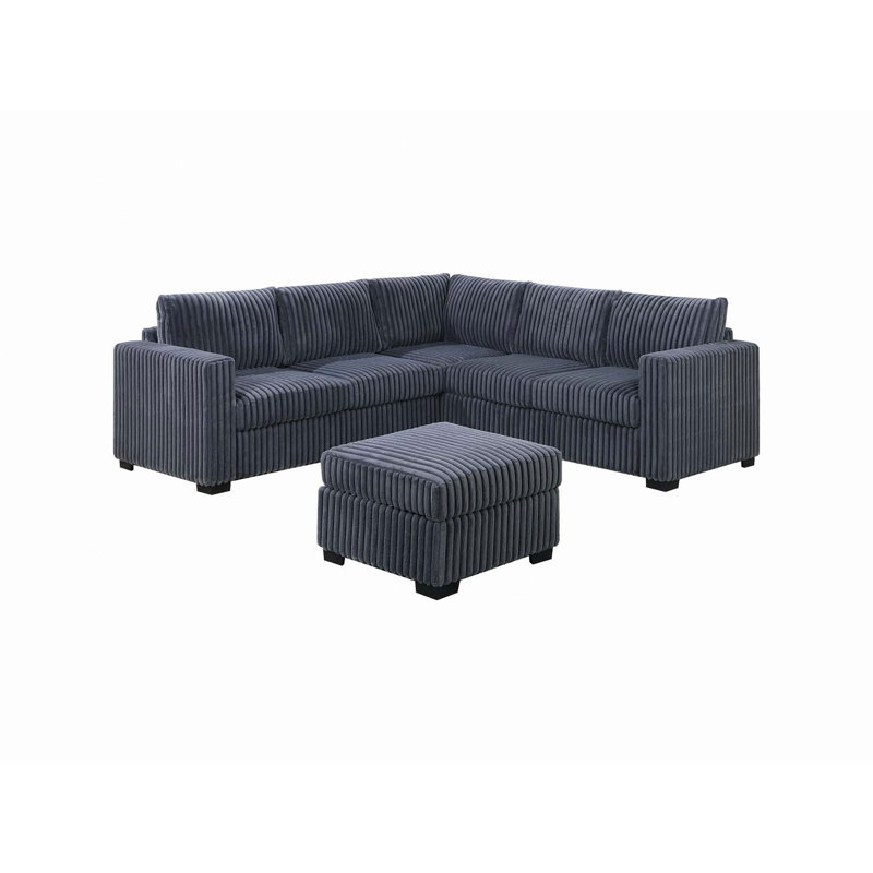Magnifique ensemble modulaire de 4 pièces avec repose-pieds d'angle et repose-pieds en velours côtelé