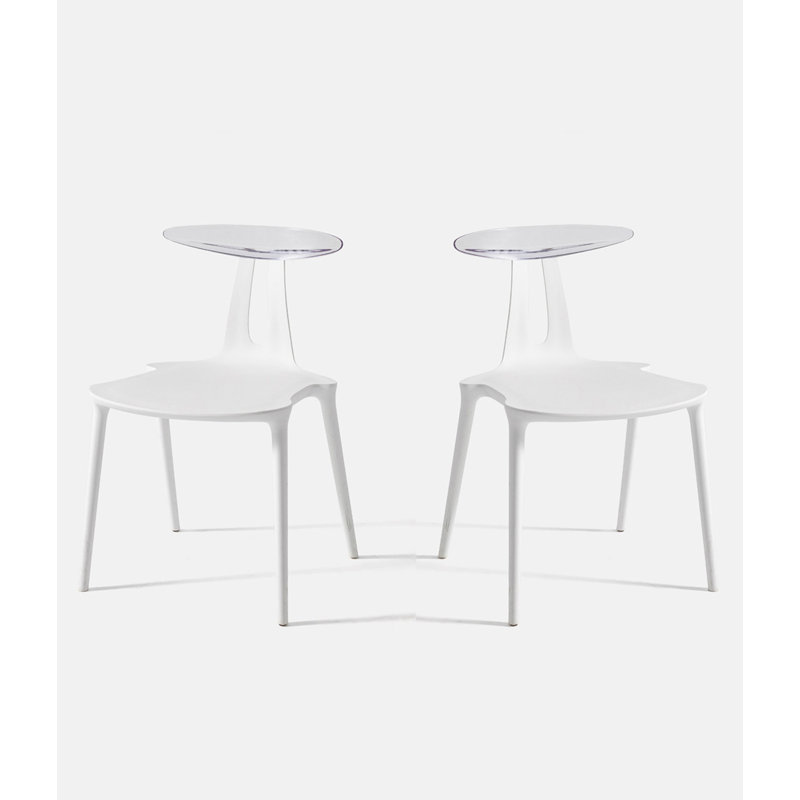 Modern Simple Transparent Backrest Dining Chair, White
