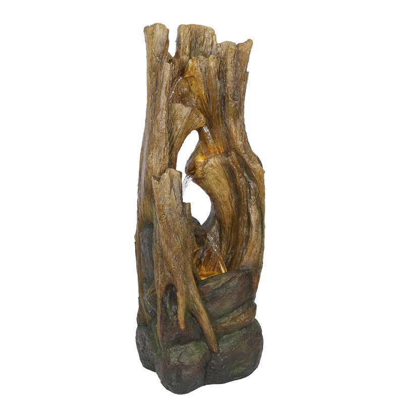 Cascading Tree Trunks Waterfall Fountain with LED Lights