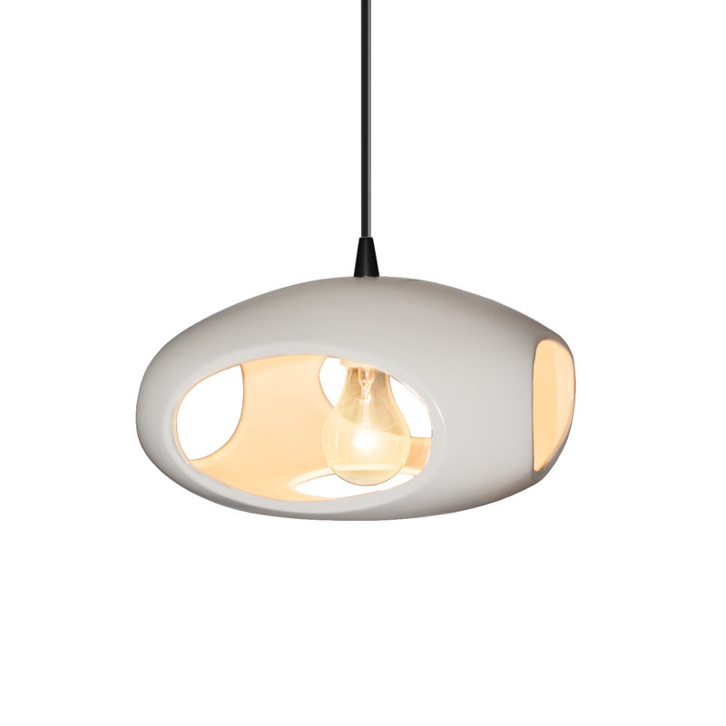 Luminaire suspendu géométrique à 1 lumière Logan, Noir mat, Blanc mat