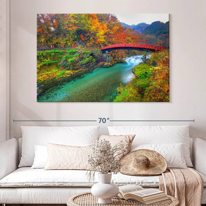 Lilie Shinkyo Bridge In Autumn, 34" H x 51" W