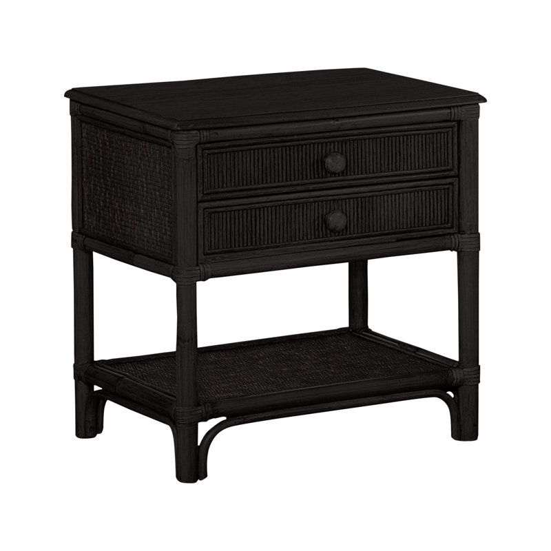 Summer Retreat 26'' W Wicker / Rattan Nightstand, Antique Black