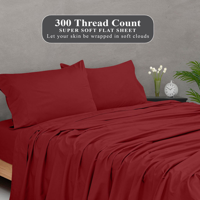 Royale Linens 300 Thread Count 100% Long Staple Combed Cotton Flat Sheet - Super Soft - Top Sheets - Flat Sheet Sold Separately - Breathable, Cool & Crisp Percale Sheets Only