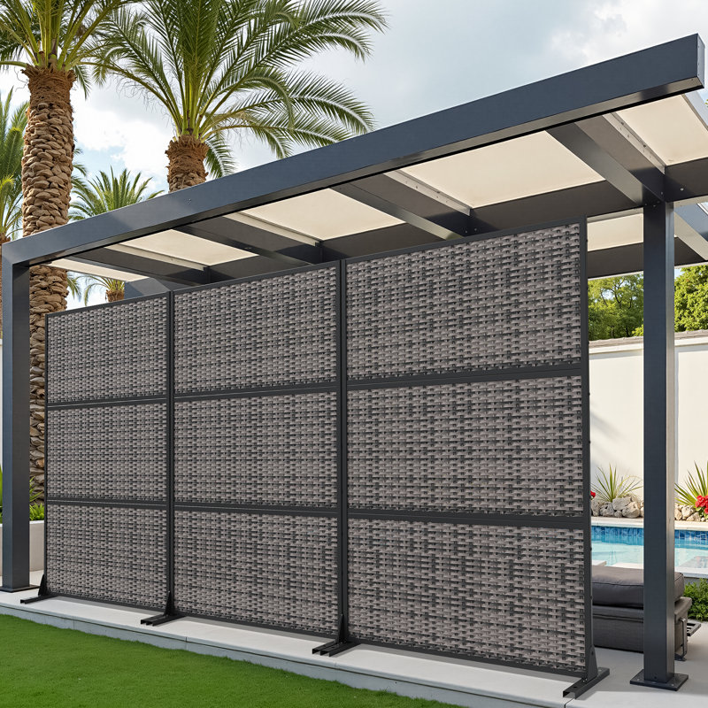 Cloison autoportante tissée noire 72 po, H 72 po x l 141 po x P 16 po, 3