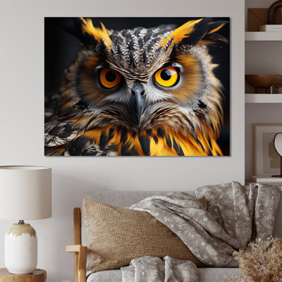 «Yellow Owl Wise Portrait I», reproduction sur toile