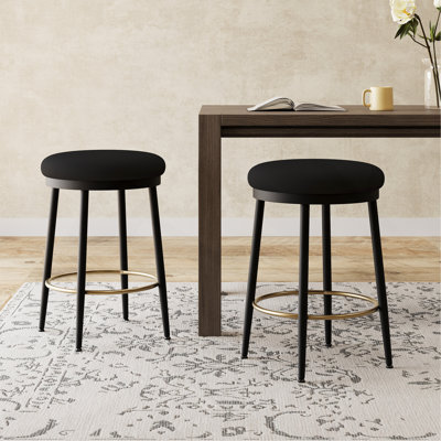 Ensemble de 24 tabourets de comptoir noirs 24,75 po, tabourets de comptoir à structure en fer avec coussin éponge et repose-pieds pour la cuisine, la salle à manger et la chambre à coucher