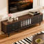 Meuble télé rétro en bois massif noir-2119908487
