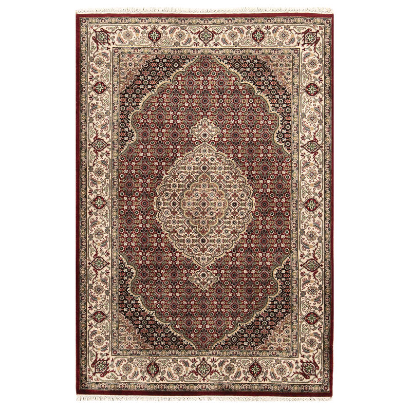 Hand-Knotted High-Quality Black and Cream Area Rug