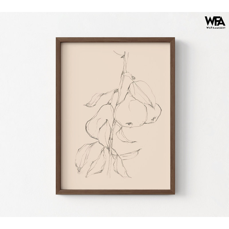 Poire, art mural buffet vegan, Brun, H 32 po x l 24 po, Reproduction encadrée sans passe-partout