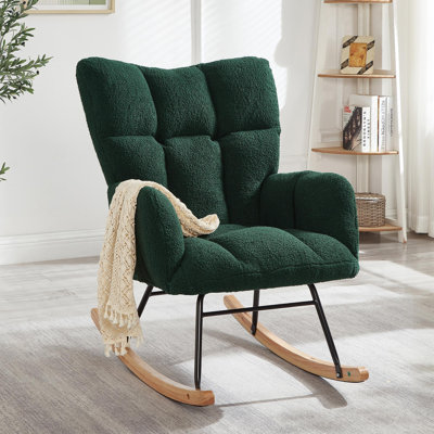 Fauteuil berçant et oscillant capitonné en tissu Teddy
