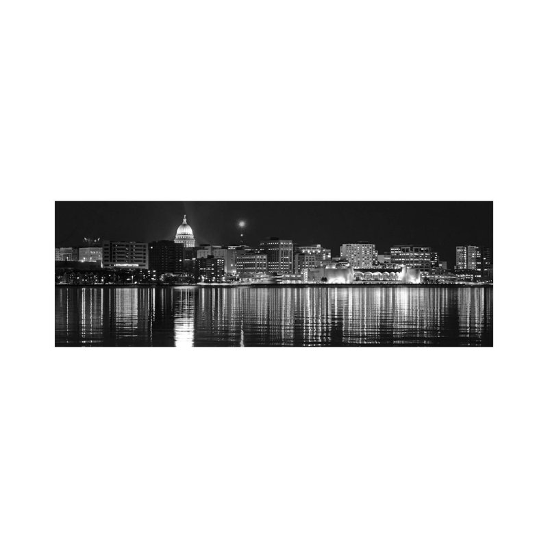 Madison Skyline Cityscape - Wrapped Canvas Panoramic Print, 30.48 cm H x 91.44 cm W x 3.175 cm D