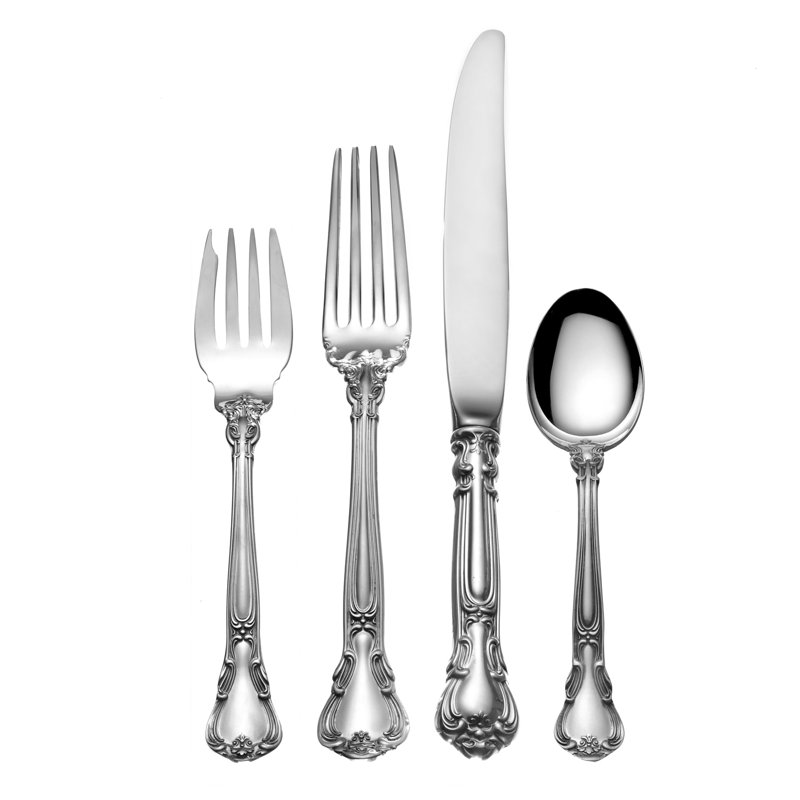 Chantilly 4 Piece Sterling silver Flatware Set, Service for 1