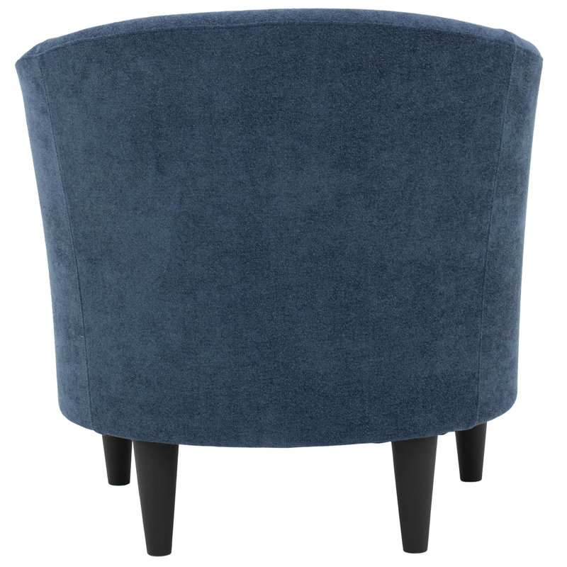 Kronos Upholstered Barrel Chair, Chloe Indigo Polyester, Black