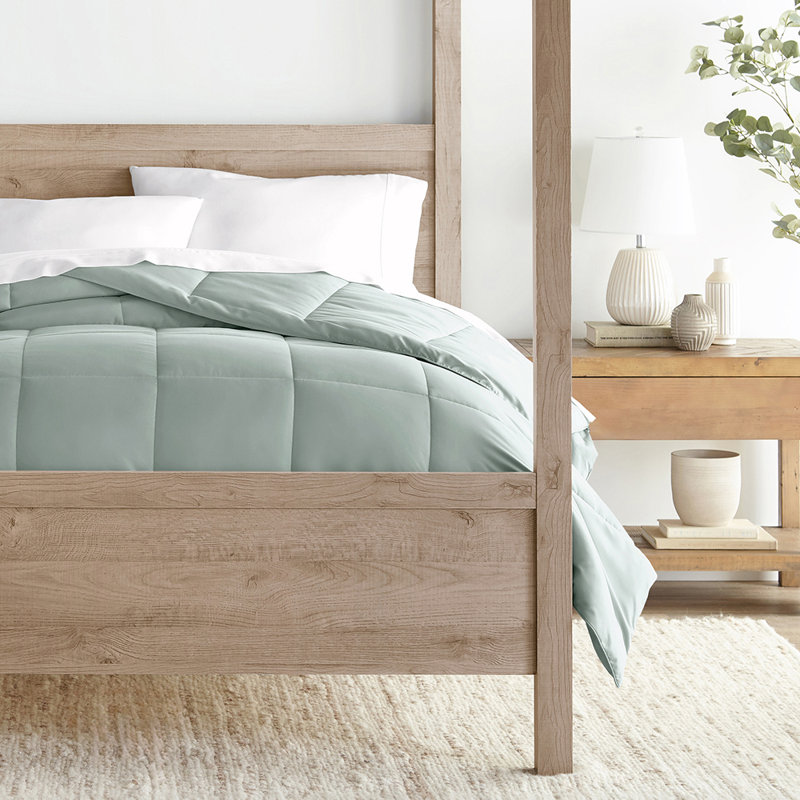 Édredon de couleur unie en microfibre légère toutes saisons en duvet synthétique ultra doux, Simple, Vert