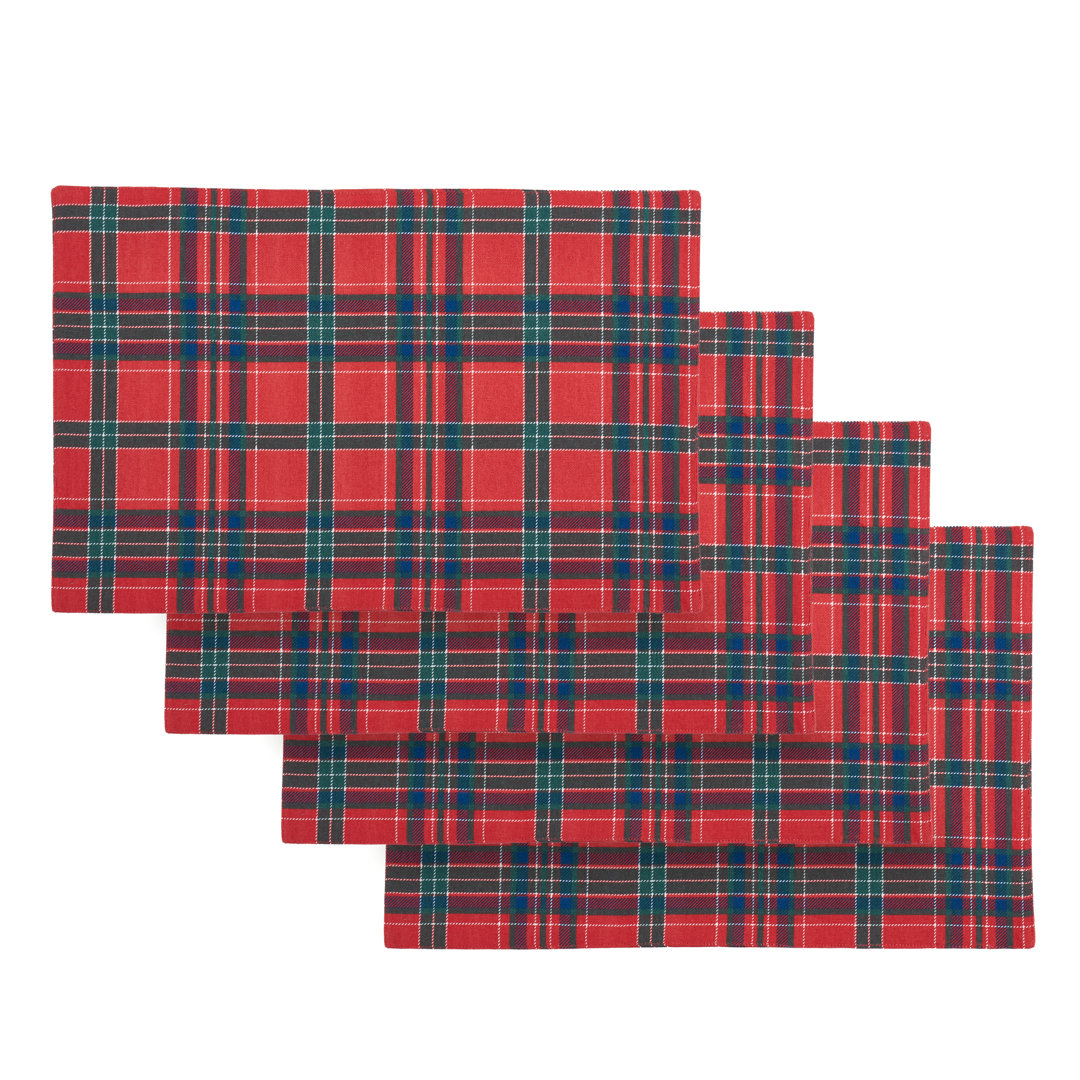 Christmas Tartan Check Cotton Dining Placemat 4 Pack