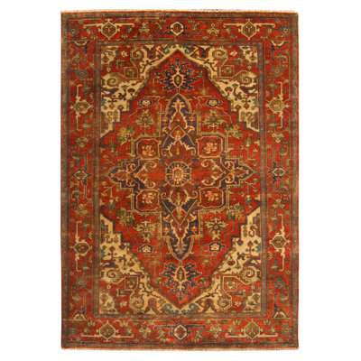 Antique Weave Serapi Hand Woven Wool Oriental Area Rug