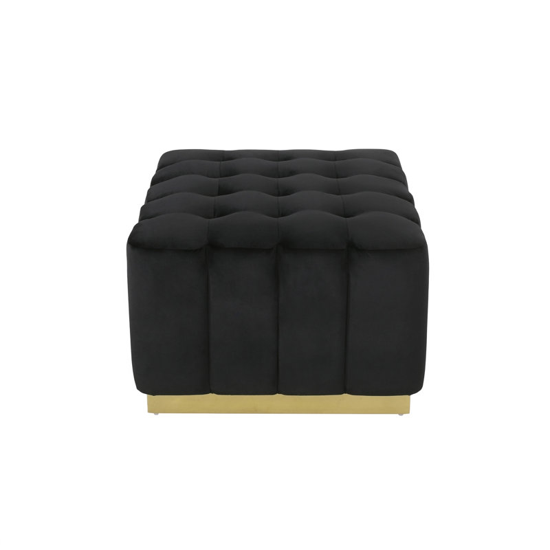Tufted Rectangle Cocktail Ottoman, Black