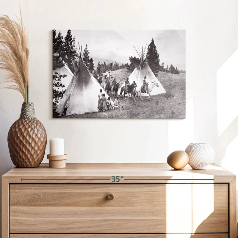 Native American Teepee Camp Montana, 16" H x 24" W