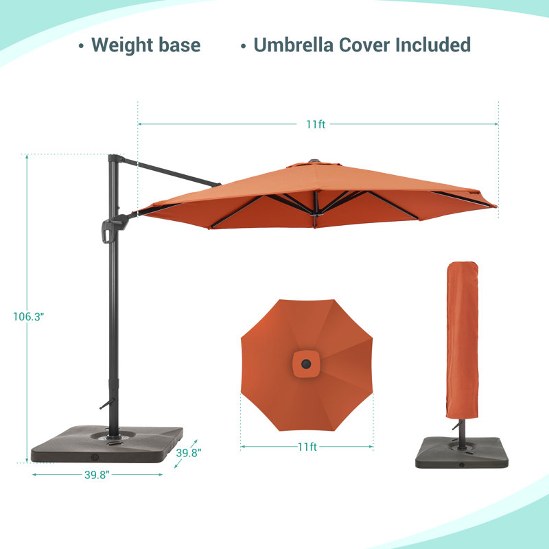 Parasol en porte-à-faux 11 pi Danasha, Rouge