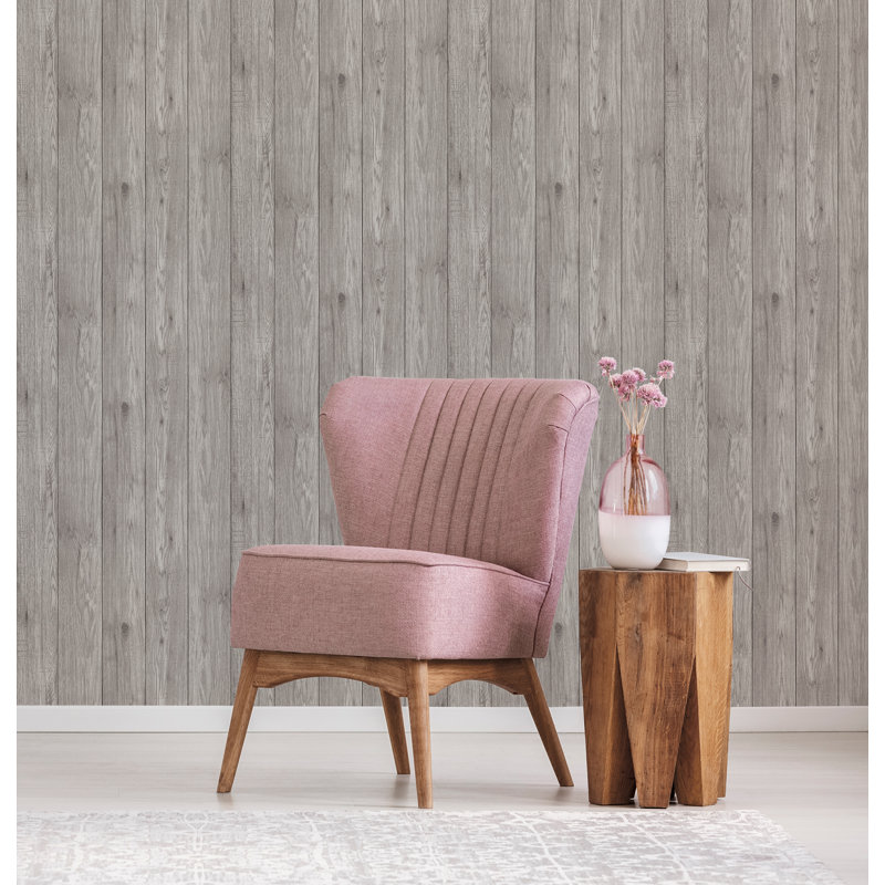 Rouleau de papier peint d'aspect bois L 33 pi x l 20,5 po Houpt, Gris