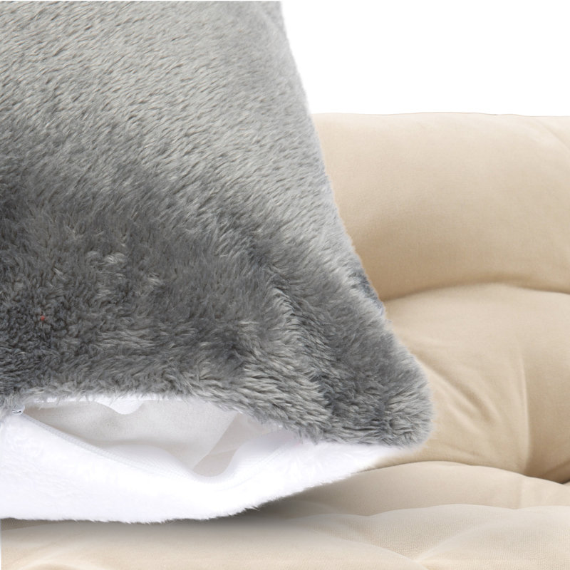 Coussin décoratif, H 12 po x l 20 po, gris