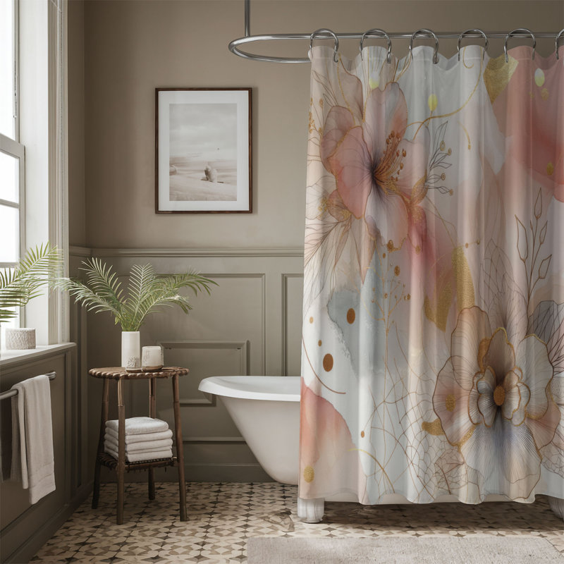 Rideau de douche standard 1 pièce Golden Paint Strokes, H 74 po x l 71 po