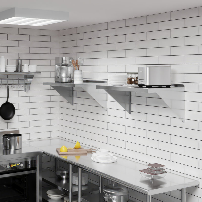 AmGood Stainless Steel Wall Mount Shelf, 16" H x 30" W x 18" D